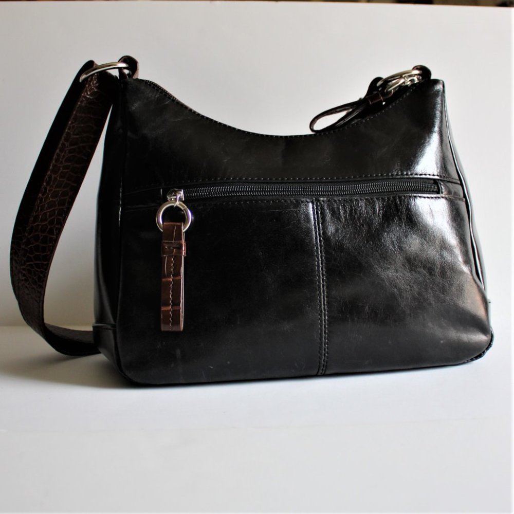 Giani Bernini Black/Brown Croc Trim Shoulder Bag - Picture 2 of 11